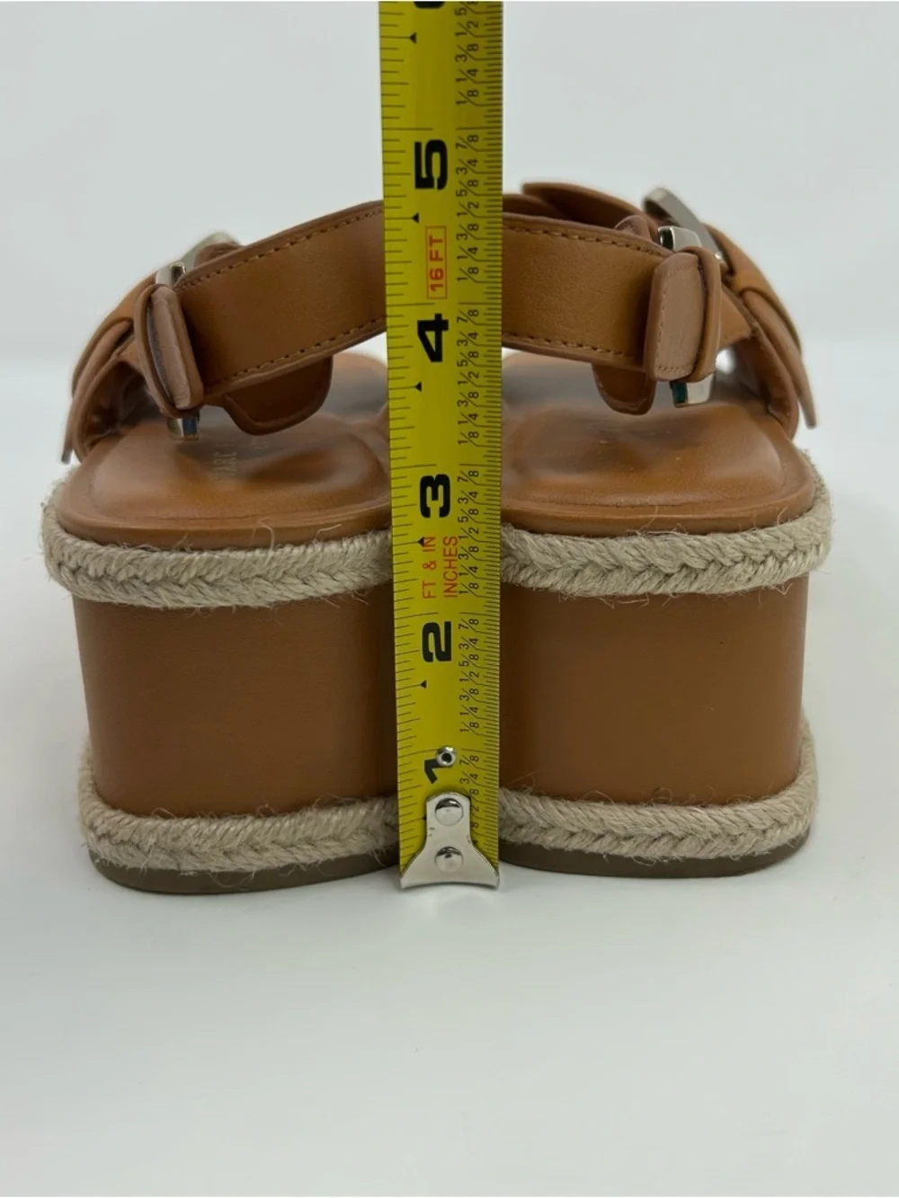 Marc Fisher LTD Womens Platform Espadrille Sandals Brown Buckle Open Toe Size 10